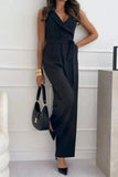Surplice Sleeveless Wide Leg Jumpsuit - Trendsi
