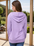 Full Size Drawstring Half Zip Long Sleeve Hoodie - Trendsi