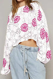 Openwork Round Neck Long Sleeve Knit Top - Trendsi - Flyclothing LLC