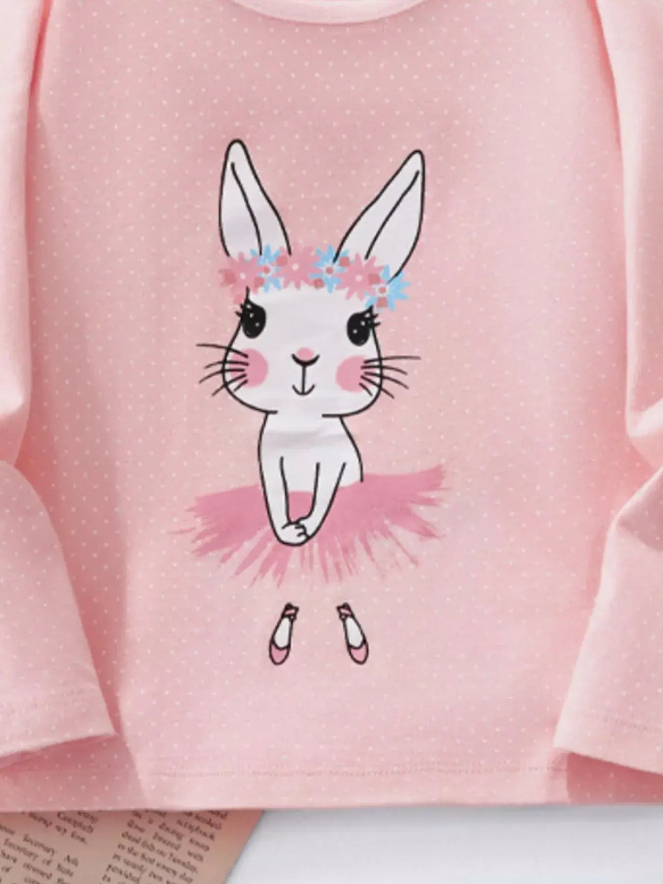 Children's Bunny Ballerina Graphic Long Sleeve T-Shirt - Trendsi - Flyclothing LLC
