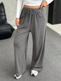 Full Size Drawstring Wide Leg Pants Plus Size - Trendsi - Flyclothing LLC