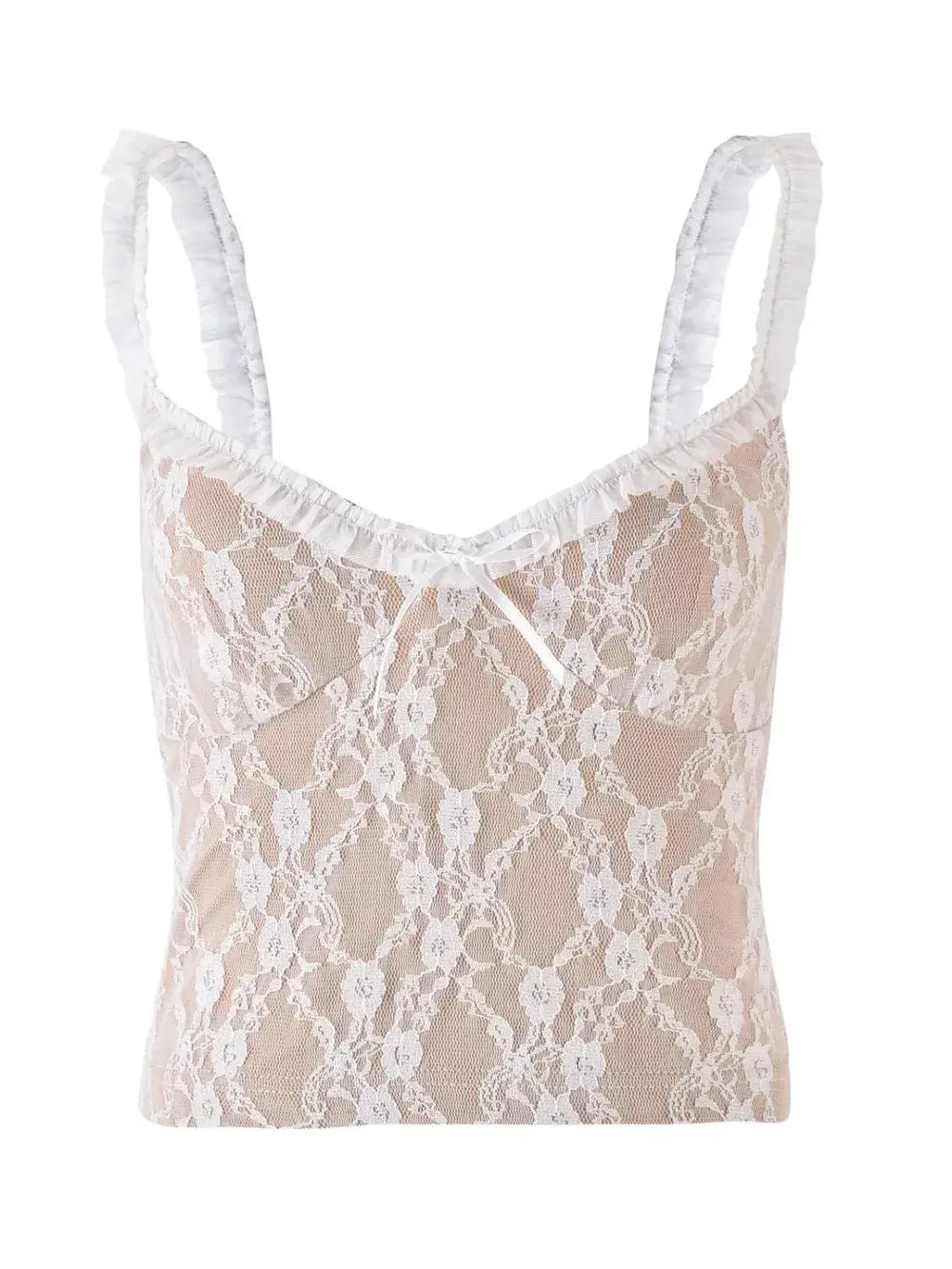 Frill Bow Lace Cami - Trendsi - Flyclothing LLC