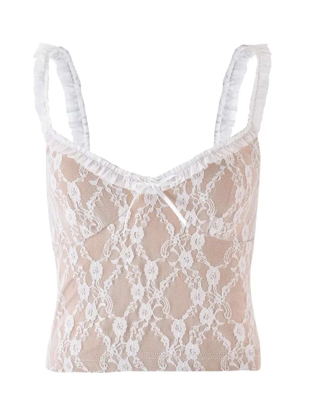 Frill Bow Lace Cami - Trendsi - Flyclothing LLC
