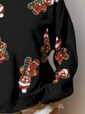 Sequin Gingerbread Man Long Sleeve Sweatshirt - Trendsi - Flyclothing LLC