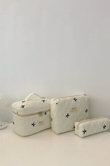 3 Piece Bow Quilted Cloth Storage Bag Set - Trendsi