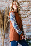 Heimish Full Size Half Button Printed Long Sleeve Hooded Top - Trendsi