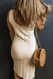 Scoop Neck Wide Strap Knit Dress - Trendsi