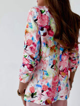 Vibrant Floral Print Open Front Blazer - Trendsi - Flyclothing LLC