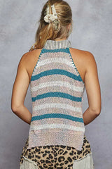 POL Striped Collar Sweater Vest with Star Patch - Trendsi - Flyclothing LLC