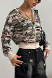 Pocketed Camouflage Zip Up Hooded Jacket - Trendsi