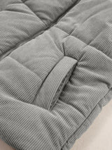 Corduroy Stand Neck Zipped Puffer Vest - Trendsi - Flyclothing LLC