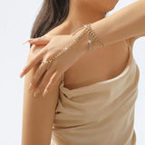 Rhinestone Fringe Hand Chain Bracelet - Trendsi - Flyclothing LLC