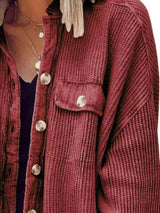 Oversized Waffle Knit Button-Up Jacket - Trendsi - Flyclothing LLC
