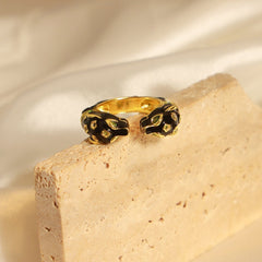 Inlaid Zircon Oil Drip Open Ring - Trendsi