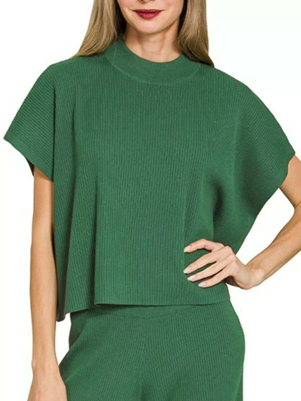 Zenana Viscose Sweater Short Sleeve Top and Pants Set - Trendsi - Flyclothing LLC
