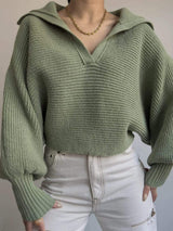Johnny Collar Long Sleeve Sweater - Trendsi - Flyclothing LLC