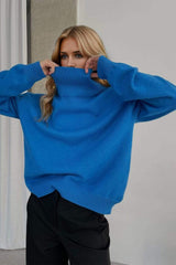 Basic Bae Turtleneck Dropped Shoulder Long Sleeve Sweater - Trendsi - Flyclothing LLC