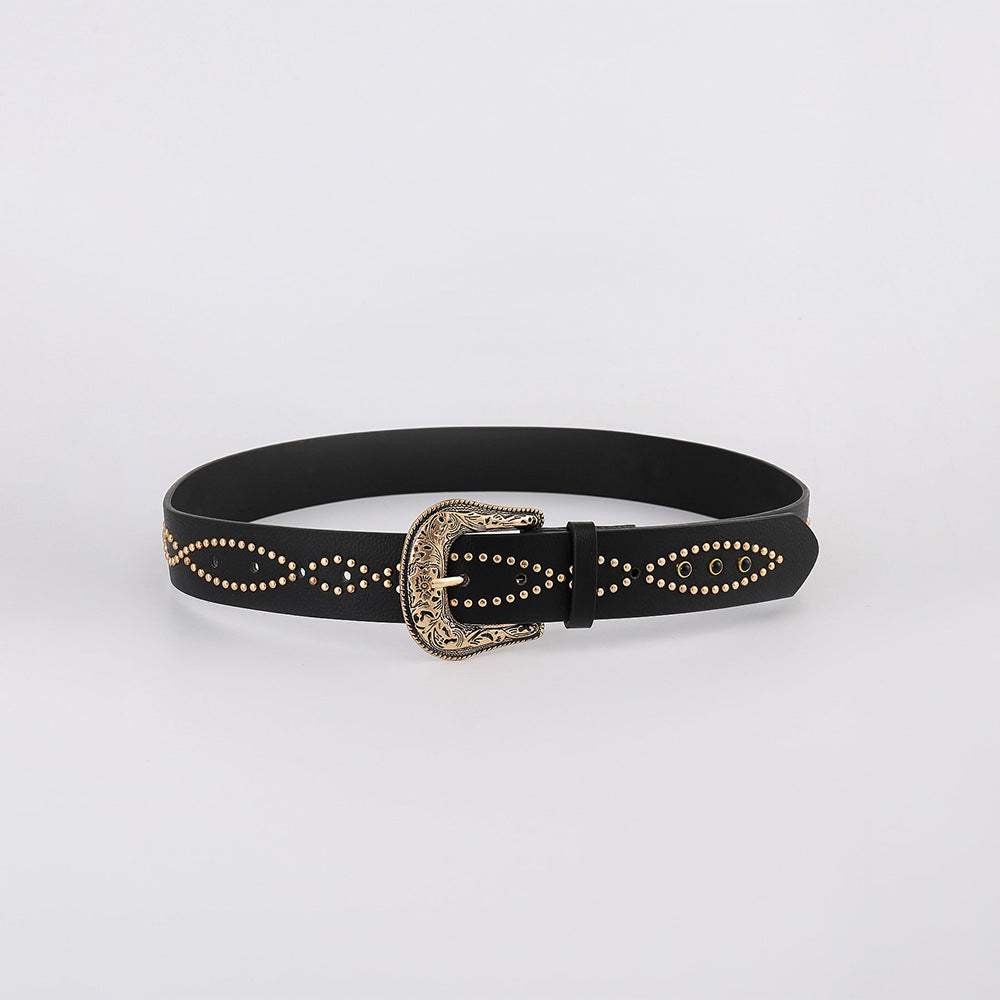 PU Leather Rhinestone Belt - Trendsi - Flyclothing LLC