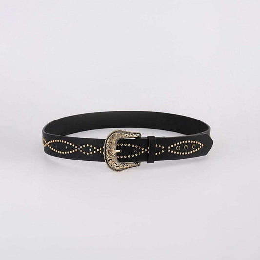 PU Leather Rhinestone Belt - Trendsi - Flyclothing LLC