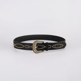 PU Leather Rhinestone Belt - Trendsi
