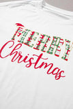 MERRY CHRISTMAS Round Neck Top and Plaid Pants Set - Trendsi - Flyclothing LLC