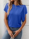 Round Neck Flutter Sleeve T-Shirt - Trendsi - Flyclothing LLC