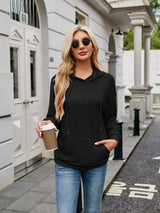 Ribbed Drawstring Long Sleeve Hoodie - Trendsi - Flyclothing LLC