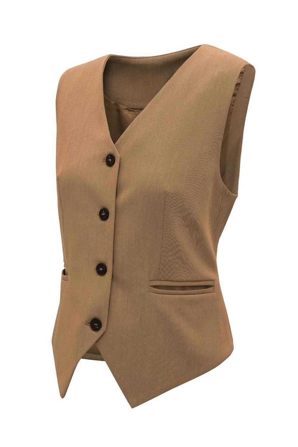 Pocketed Button Up Vest - Trendsi - Flyclothing LLC
