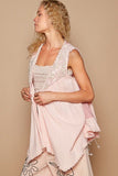 POL Embroidered Pearls Open Front Sleeveless Cardigan - Trendsi