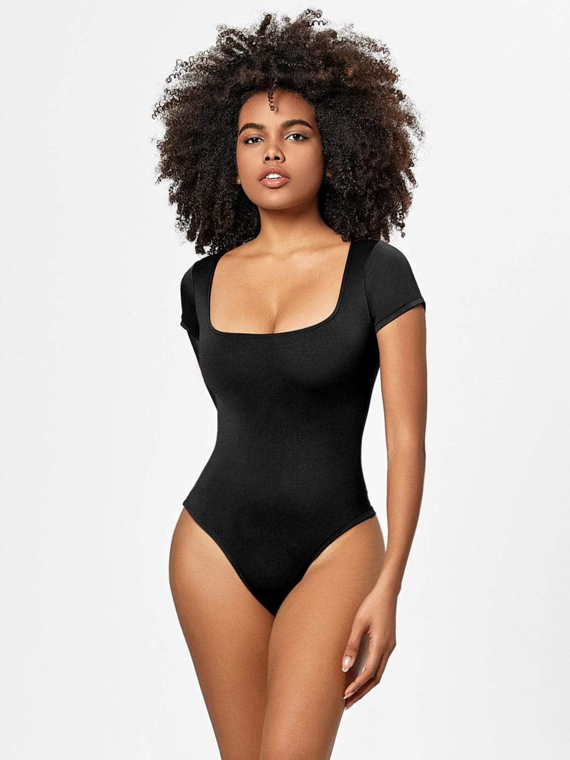 Full Size Square Neck Short Sleeve Bodysuit - Trendsi - Flyclothing LLC