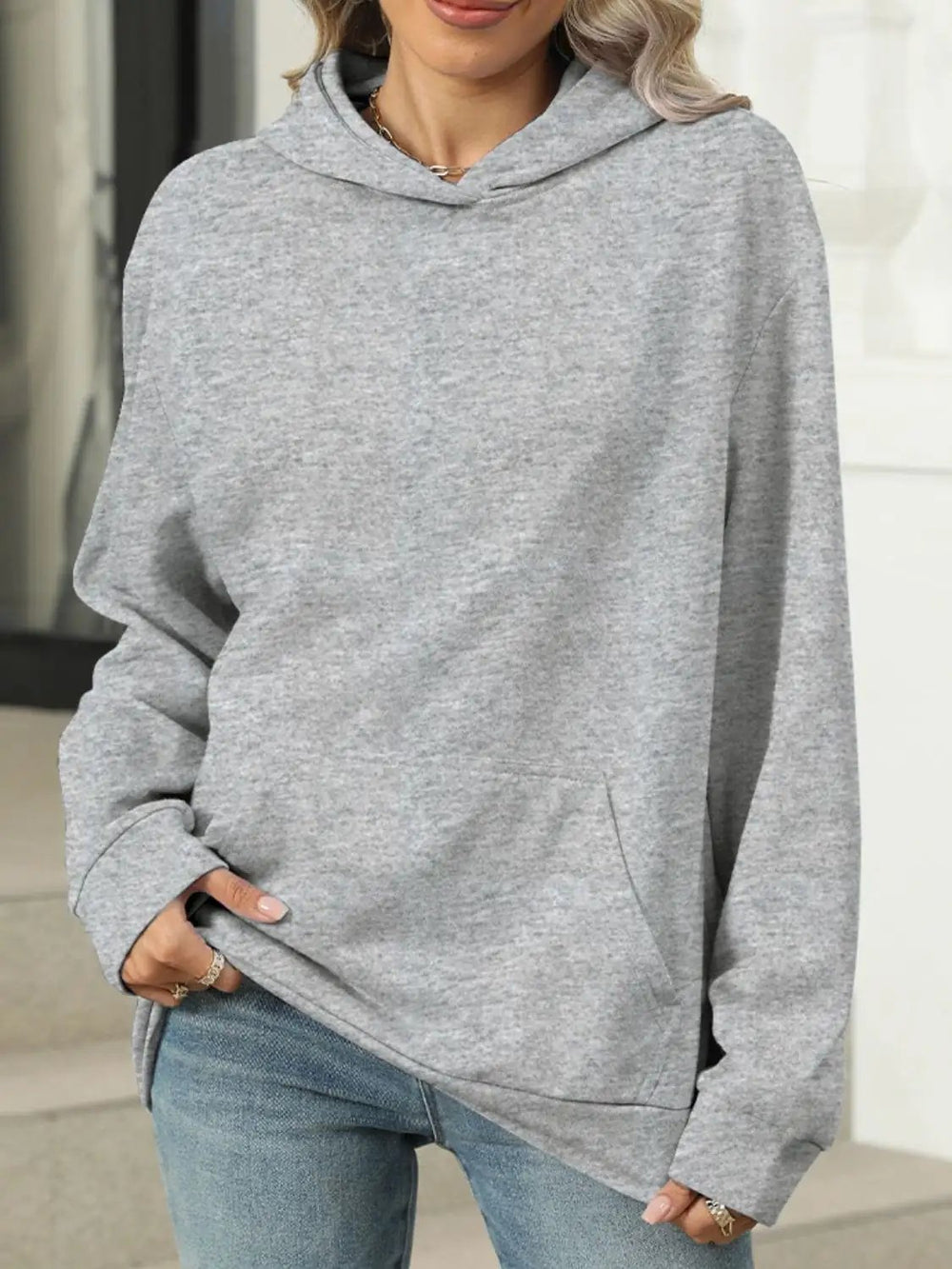Pocketed Long Sleeve Hoodie - Trendsi