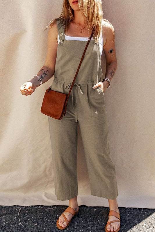 Drawstring Wide Strap Overalls with Pockets - Trendsi - Flyclothing LLC