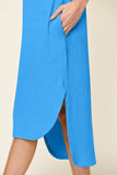 Double Take Full Size Round Neck Short Sleeve Slit Dress - Trendsi