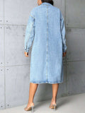 Pocketed Button Up Collared Neck Denim Top - Trendsi - Flyclothing LLC
