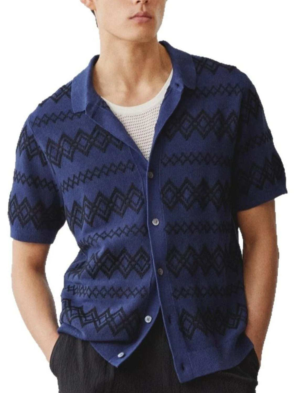 Men's Plus Size Button Down Short Sleeve Shirt - Trendsi - Flyclothing LLC