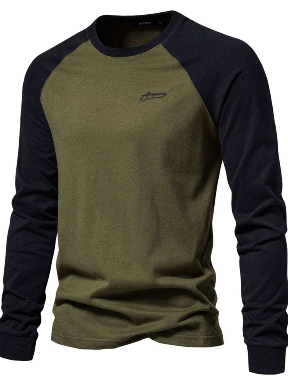 Men's Contrast Round Neck Raglan Sleeve T-Shirt - Trendsi - Flyclothing LLC