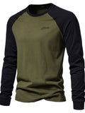 Men's Contrast Round Neck Raglan Sleeve T-Shirt - Trendsi