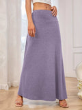 Solid Elastic Waist Maxi Skirt - Trendsi - Flyclothing LLC