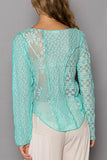 POL Exposed Seam Long Sleeve Lace Knit Top - Trendsi