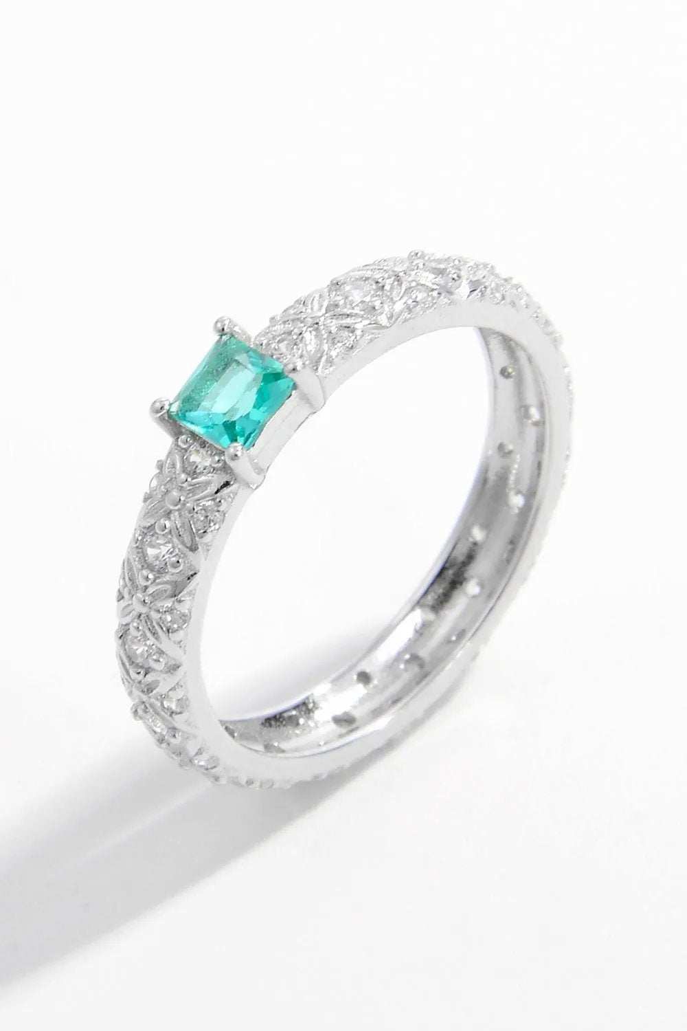 925 Sterling Silver Square Zircon Ring - Trendsi - Flyclothing LLC