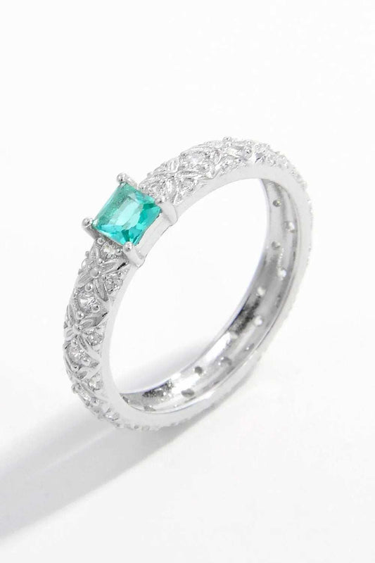 925 Sterling Silver Square Zircon Ring - Trendsi - Flyclothing LLC