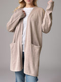 Open Front Long Sleeve Cardigan with Pockets - Trendsi