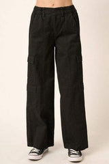 Mittoshop Low Rise Elastic Cover Waistband Cargo Pants - Trendsi - Flyclothing LLC