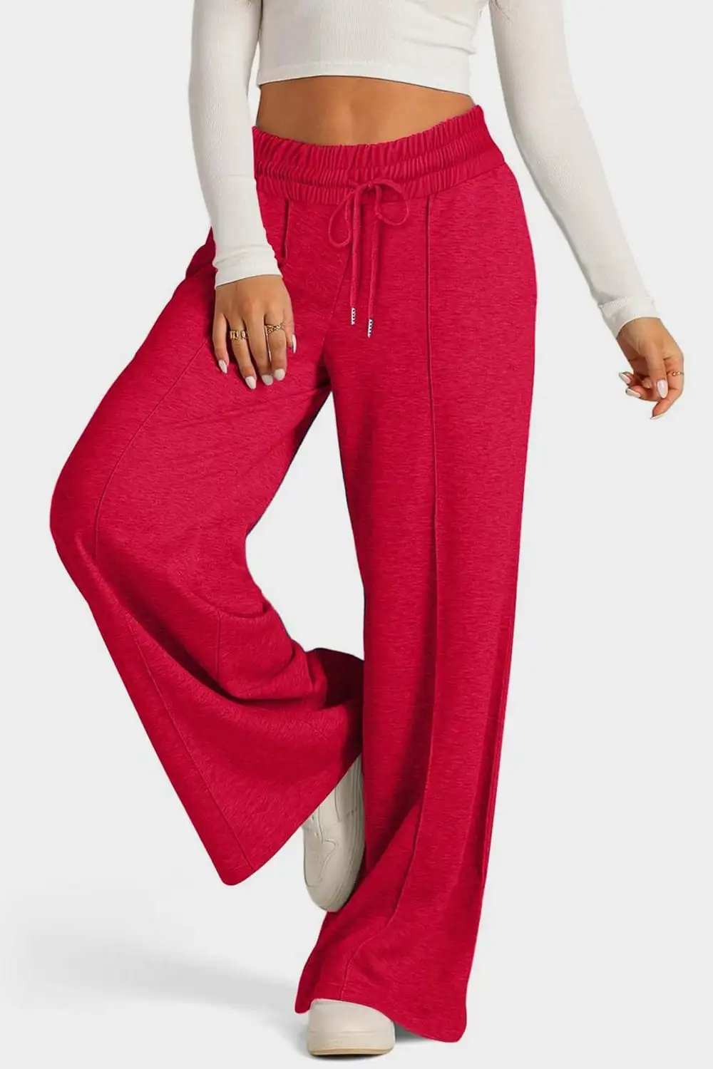 Drawstring Elastic Waist Wide Leg Pants - Trendsi - Flyclothing LLC
