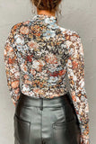 Floral Mock Neck Long Sleeve Top - Trendsi - Flyclothing LLC