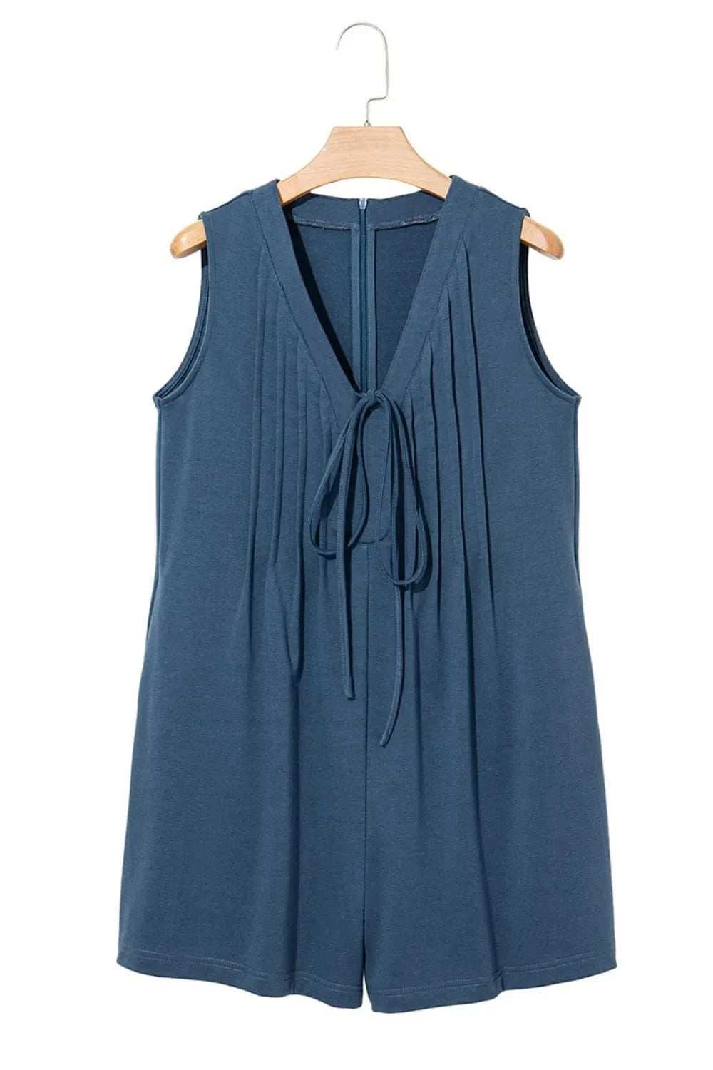 Tie Front Sleeveless Romper - Trendsi - Flyclothing LLC