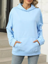 Kangaroo Pocket Long Sleeve Hoodie - Trendsi - Flyclothing LLC