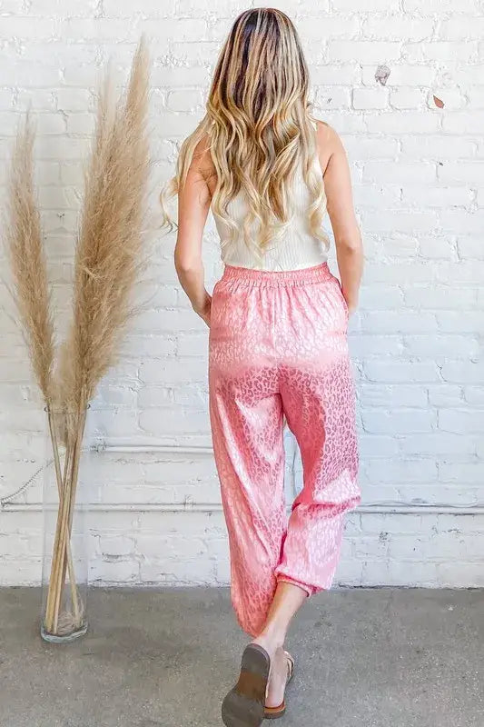And The Why Satin Leopard Print Joggers - Trendsi - Flyclothing LLC