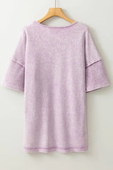 Mineral Wash Drop Shoulder Round Neck T-Shirt - Trendsi - Flyclothing LLC