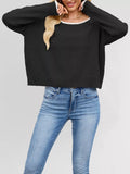 Round Neck Dropped Shoulder Sweater - Trendsi - Flyclothing LLC